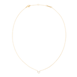 Delicate gold chain necklace featuring a small open heart pendant set with white cubic zirconia crystals, designed for a refined and elegant look.