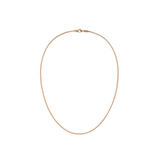 Slim rose gold mesh necklace with a polished finish and secure lobster clasp, designed for elegant everyday wear and layering.