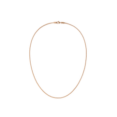 Slim rose gold mesh necklace with a polished finish and secure lobster clasp, designed for elegant everyday wear and layering.