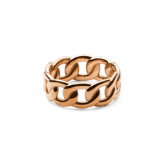 Chunky Chain Ring Rose Gold featuring a bold chain-link band and polished rose gold finish, designed for versatile styling.