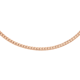 Flat Chain Necklace RG featuring a slim, flat rose gold chain with polished links, designed to sit neatly along the collarbone for a modern yet classic look.
