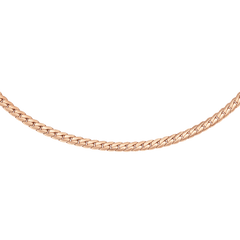 Flat Chain Necklace RG featuring a slim, flat rose gold chain with polished links, designed to sit neatly along the collarbone for a modern yet classic look.
