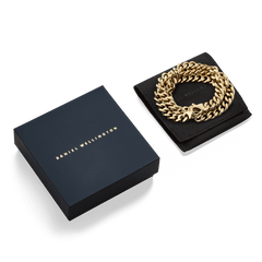 Ellipse Cuban Chain Necklace Gold presented in a Daniel Wellington gift box, featuring chunky polished links and a secure lobster clasp, ideal for gifting or adding a statement piece to your jewellery collection.