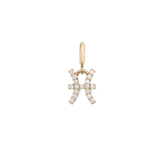 Zodiac Watch Charm Gold featuring the Pisces star sign, crafted in gold-plated stainless steel and set with sparkling cubic zirconia crystals for a refined and personalised jewellery accessory.