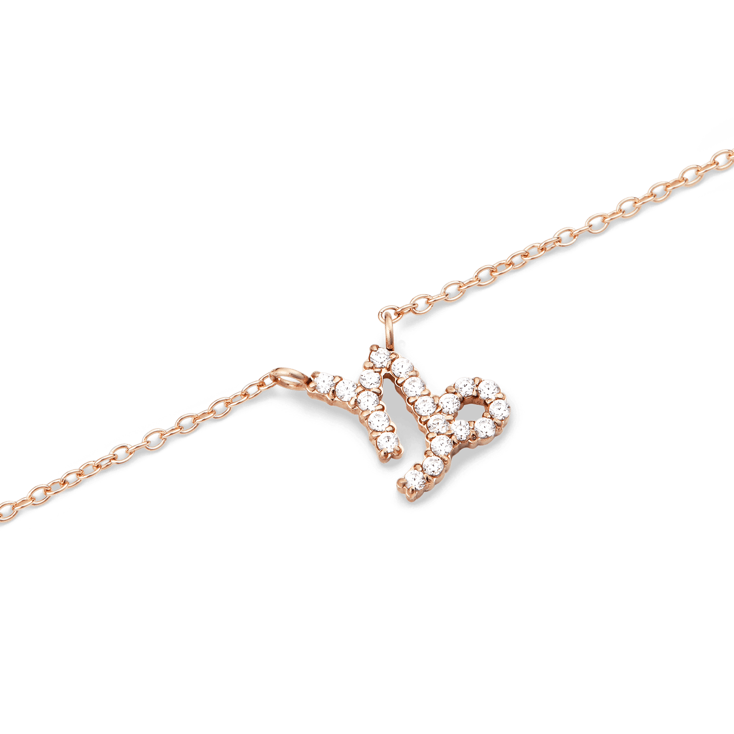 Crystal Zodiac Chain Necklace Rose Gold