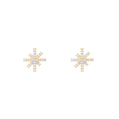 Pair of Mirelle Star Earring Gold stud earrings featuring a starburst design with white cubic zirconia crystals set in polished gold, shown against a plain background.