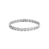 Polished silver 3-Link Bracelet featuring geometric links and a secure fold-over clasp, crafted from stainless steel for a sleek, modern look suitable for everyday wear.