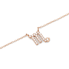 Crystal Zodiac Chain Necklace Rose Gold featuring a Scorpio zodiac pendant set with sparkling crystals on a delicate rose gold chain.