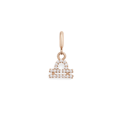 Libra zodiac watch charm in rose gold, embellished with cubic zirconia crystals and featuring a sleek, minimalist design for Daniel Wellington watches or bracelets.