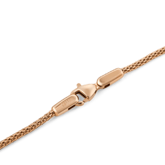 Close-up of the Tide Mesh Bracelet Melrose 1.8, highlighting its rose gold mesh band and secure lobster clasp, crafted for a comfortable and elegant fit.