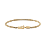 Slim gold mesh bracelet with a lobster clasp, featuring a refined 2.8 mm width and minimalist design, ideal for layering or everyday wear.