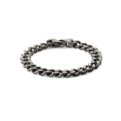 Chunky Ellipse Cuban Chain Bracelet in graphite finish, featuring bold interlocking links and a polished lobster clasp, crafted from 316L stainless steel for a modern, versatile men's accessory.