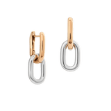 Contrast Link Earrings Two Tone Rose Gold featuring sculptural rose gold hoops with removable silver links, showcasing a minimalist two-tone design and high-shine finish.