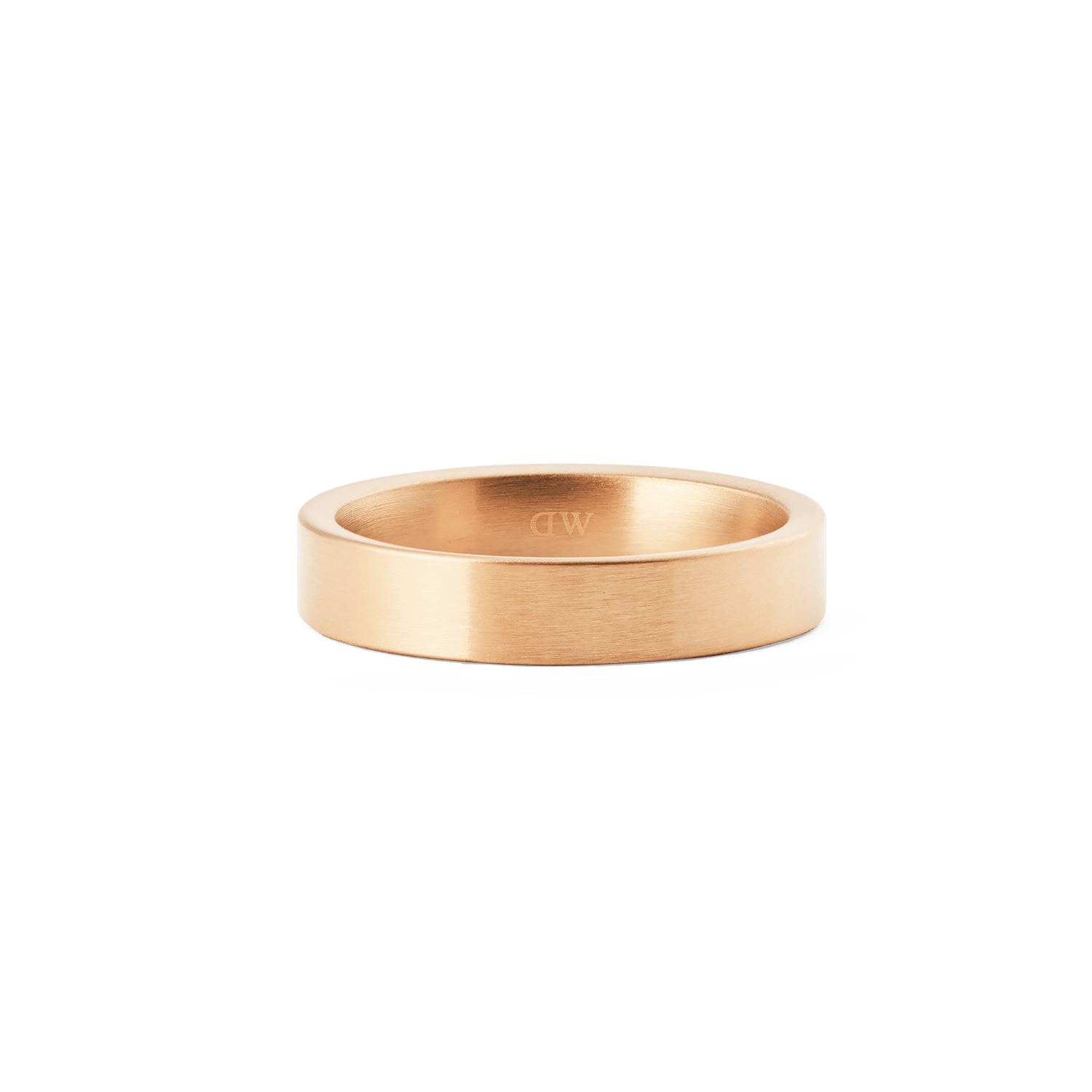 Line Ring Brushed Rose Gold 4.5mm features a modern brushed finish, soft rose gold tone, and a classic flat band design, crafted from stainless steel for everyday durability.
