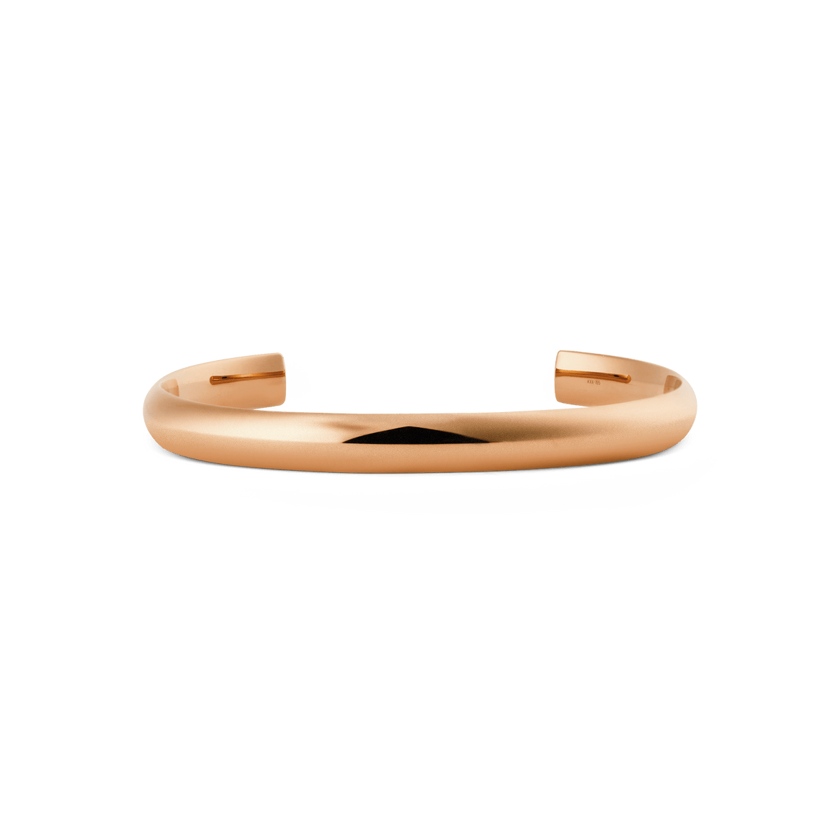 Polished rose gold Arch Cuff bracelet with a rounded 6mm profile, featuring a smooth, unbranded exterior and an open-ended, adjustable design.