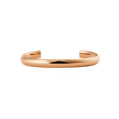 Polished rose gold Arch Cuff bracelet with a rounded 6mm profile, featuring a smooth, unbranded exterior and an open-ended, adjustable design.