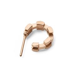 3-Link Earrings Rose Gold hoop earring shown from above, highlighting the geometric open link design and polished rose gold finish with a secure post closure.