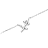 Close-up of the Crystal Zodiac Chain Necklace Silver showing a Sagittarius pendant crafted in silver and set with sparkling crystals on a fine chain.