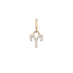 Gold Aries zodiac watch charm with cubic zirconia crystals, featuring a delicate claw setting and a smooth finish suitable for stacking with other jewellery or adding to a charm bracelet watch.