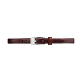 Brown genuine leather Pressed St Mawes Strap Silver with a polished silver pin buckle, featuring a slim 6mm profile suitable for petite ladies watches.