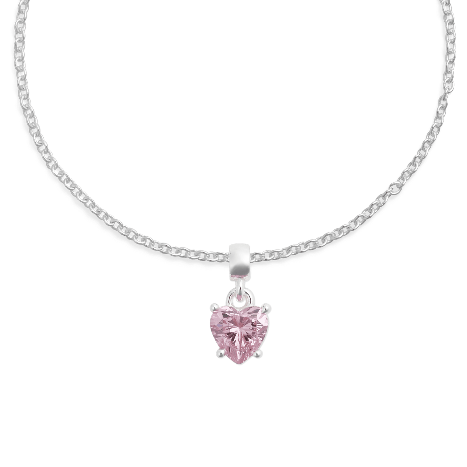 Heart Pink Crystal Charm S925 Sterling Silver