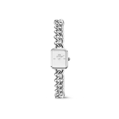 Jolie Chain Silver ladies watch featuring a petite square white dial and chunky polished silver chain bracelet, designed for everyday wear and versatile styling.