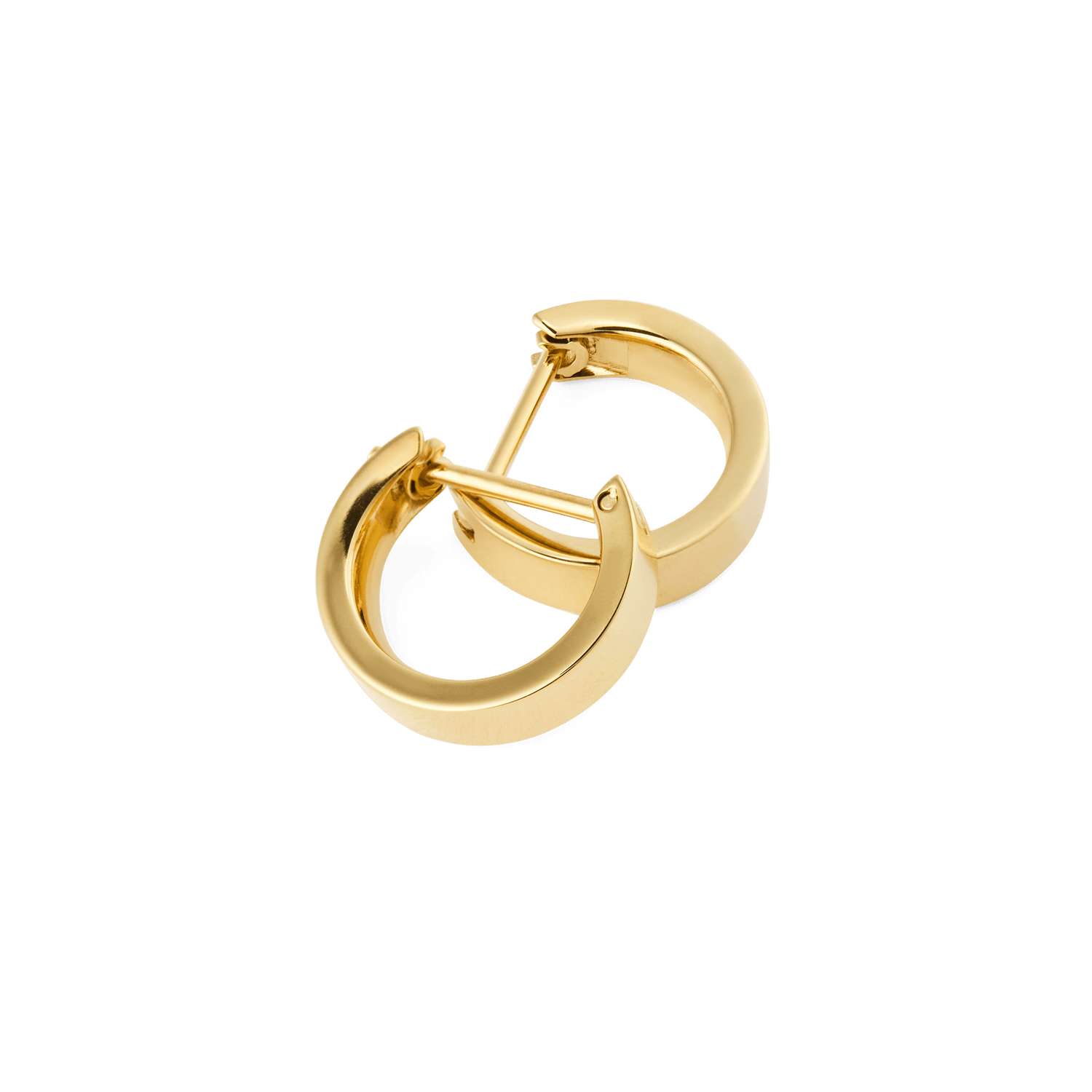A pair of Line Earrings Polished Gold 3.5mm featuring a compact gold hoop design with a smooth, polished finish and secure latch-back closure, crafted for everyday elegance.