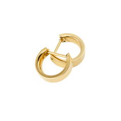 A pair of Line Earrings Polished Gold 3.5mm featuring a compact gold hoop design with a smooth, polished finish and secure latch-back closure, crafted for everyday elegance.