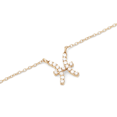 Close-up of the Crystal Zodiac Chain Necklace Gold showing a fine gold chain with a Pisces zodiac pendant, set with sparkling hand-placed crystals for a refined and personalised touch.