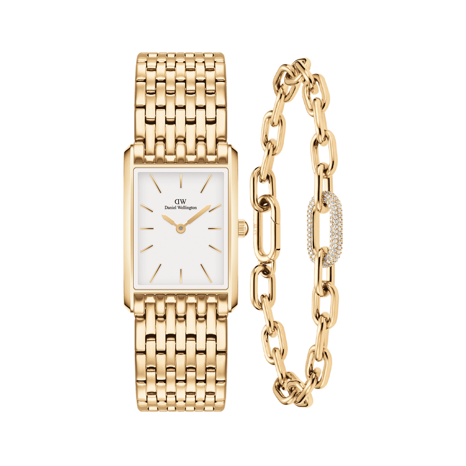 Bound 9 Link & Crystal Link Bracelet Gold