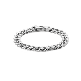 Chunky Ellipse Cuban Chain Bracelet Silver featuring polished 316L stainless steel links and a secure lobster clasp, designed for men seeking a bold, versatile accessory.