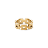 Gold 3-Link Ring featuring bold geometric links and a polished finish, inspired by classic watch straps for a modern yet timeless look.