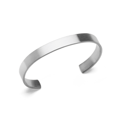 Minimalist Line Cuff Brushed Silver bracelet in 316L stainless steel, featuring a slim open cuff design with a smooth brushed finish and clean lines.
