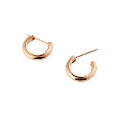 Arch Earring Rose Gold 9mm hoop earrings featuring a minimalist, rounded silhouette in polished rose gold, designed with a classic pin closure and a petite profile for everyday elegance.