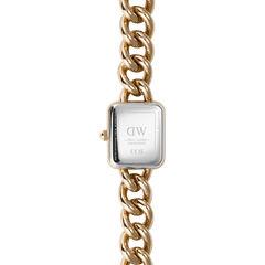 Jolie Chain Rose Gold watch showing the stainless steel case back, chunky rose gold chain bracelet, and detailed engravings, highlighting the quality and craftsmanship of this elegant women's watch.