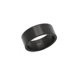 Wide band Line Ring Brushed Graphite 8mm featuring a matte brushed graphite finish, crafted from stainless steel with a polished interior and minimalist design suitable for everyday wear.