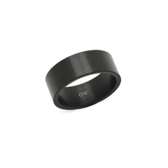 Wide band Line Ring Brushed Graphite 8mm featuring a matte brushed graphite finish, crafted from stainless steel with a polished interior and minimalist design suitable for everyday wear.