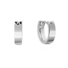 A pair of small, polished silver hoop earrings with a minimalist design and latch-back closure, crafted from 316L stainless steel for a refined, modern look.
