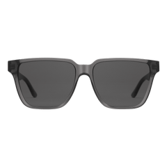Rectangular Bio-Acetate Grey Grey sunglasses with a transparent grey oversized frame and matching grey UV400 lenses, featuring a modern rectangular shape and durable construction.