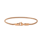 Slim rose gold mesh bracelet with a lobster clasp, featuring a delicate woven band and minimalist design suitable for layering or everyday wear.
