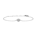 Delicate silver Pavé Crystal Pendant Bracelet featuring a fixed pavé ball pendant set with shimmering cubic zirconia crystals on an adjustable chain with secure lobster clasp.