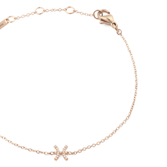Close-up of the Crystal Zodiac Chain Bracelet Rose Gold, showing the adjustable rose gold chain, secure lobster clasp, and a sparkling crystal-set Pisces zodiac pendant.