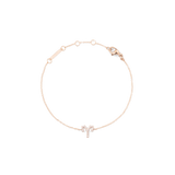 Delicate rose gold chain bracelet featuring a crystal-encrusted zodiac pendant and adjustable sizing rings, designed for a personalised and elegant look.
