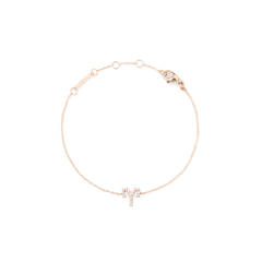 Delicate rose gold chain bracelet featuring a crystal-encrusted zodiac pendant and adjustable sizing rings, designed for a personalised and elegant look.