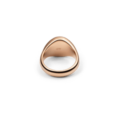 Classic Signet Ring Rose Gold shown from the underside, highlighting its smooth inner band and polished rose gold finish for comfortable daily wear.