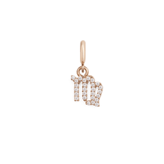 Virgo zodiac watch charm in rose gold, detailed with sparkling cubic zirconia crystals and a refined, minimalist design for Daniel Wellington watches or bracelets.