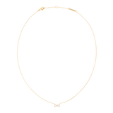 Thin gold chain necklace featuring a delicate infinity pendant set with white cubic zirconia crystals, designed for minimalist style and everyday elegance.