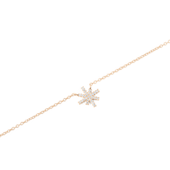 Close-up of the Mirelle Star Necklace Rose Gold, showing a fine rose gold chain with a star-shaped pendant set with white cubic zirconia stones for a sparkling, modern finish.