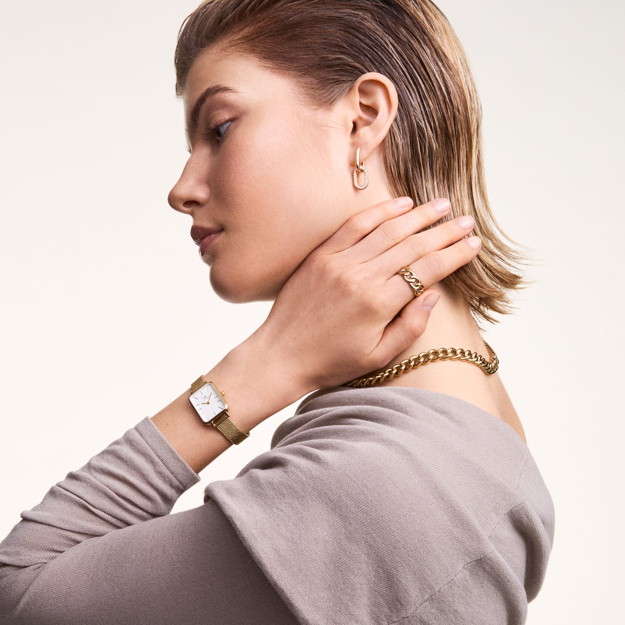 Quadro Pressed Evergold - Gold Women's Watch | DW
