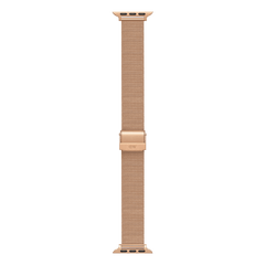 Smartwatch Strap Mesh Rose Gold for Apple Watch, featuring a slim 18mm rose gold mesh band with a secure clasp and easy-fit connectors, crafted from premium 316L stainless steel.